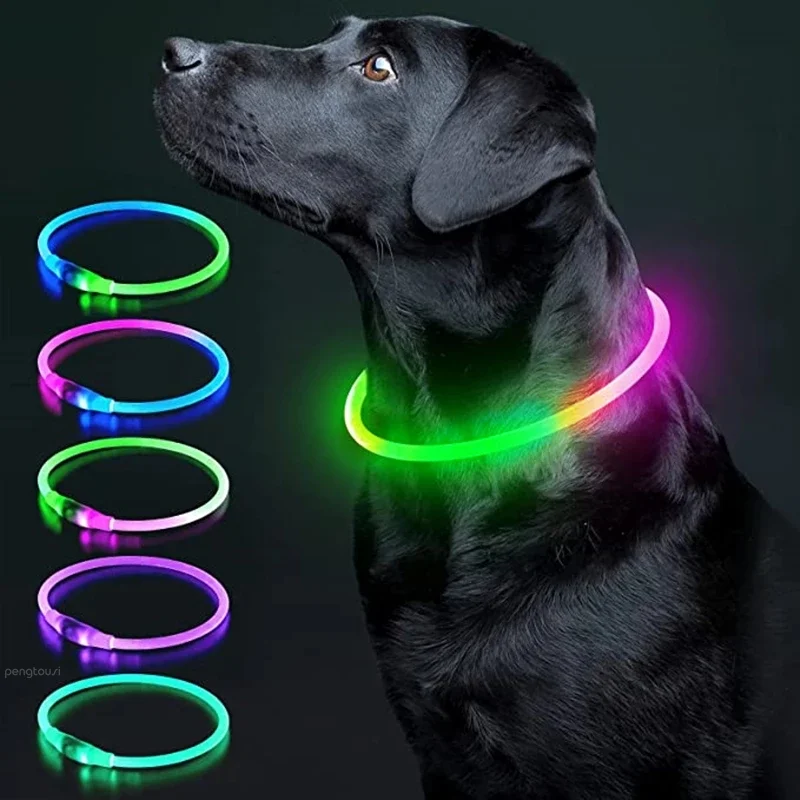 

Led Luminous Dog Collar Flashing USB Rechargeable Adjustable Glowing Necklace Safety Electric Collar Dog Supplies Pet Accessorie