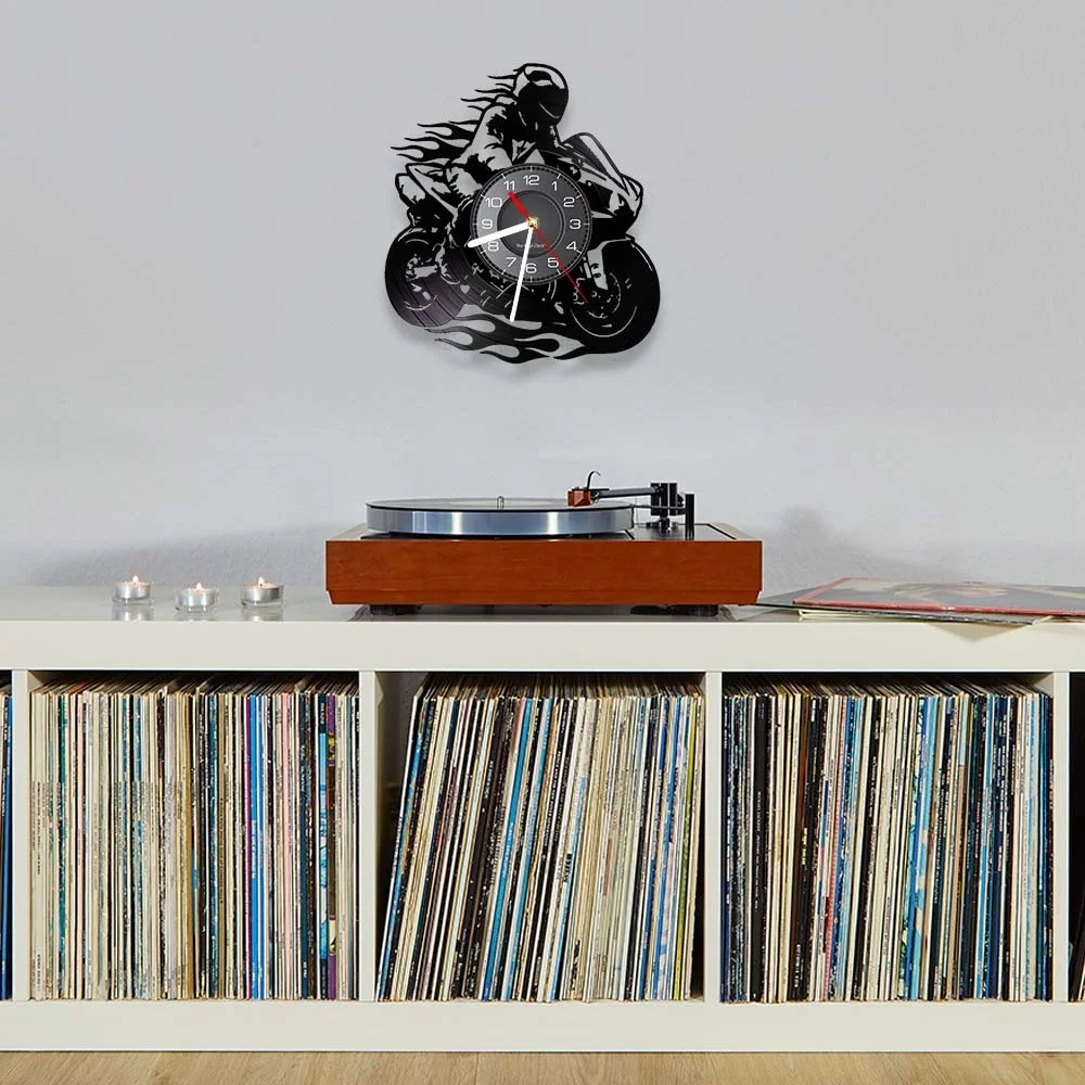 Motorcyclist Vinyl Record Wall Clock Extreme Freestyle Motorcycle Home Decor Room Dirt Bike Risky Rider Watch Gifts