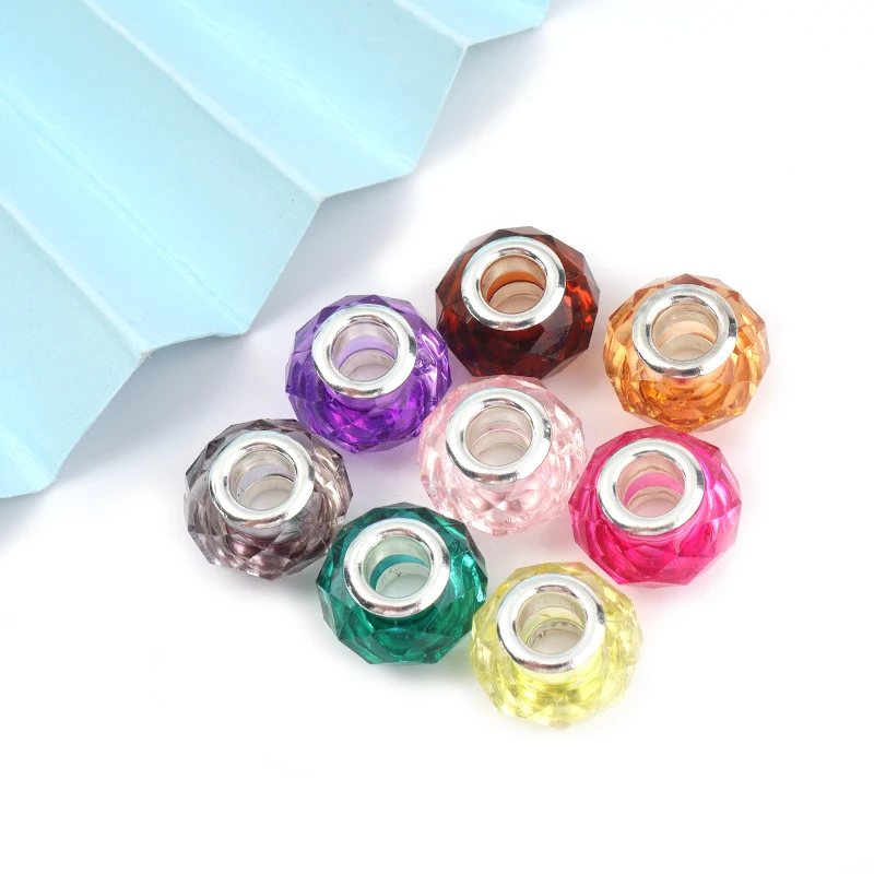 20 шт. прозрачные граненые бусины из смолы 14 мм