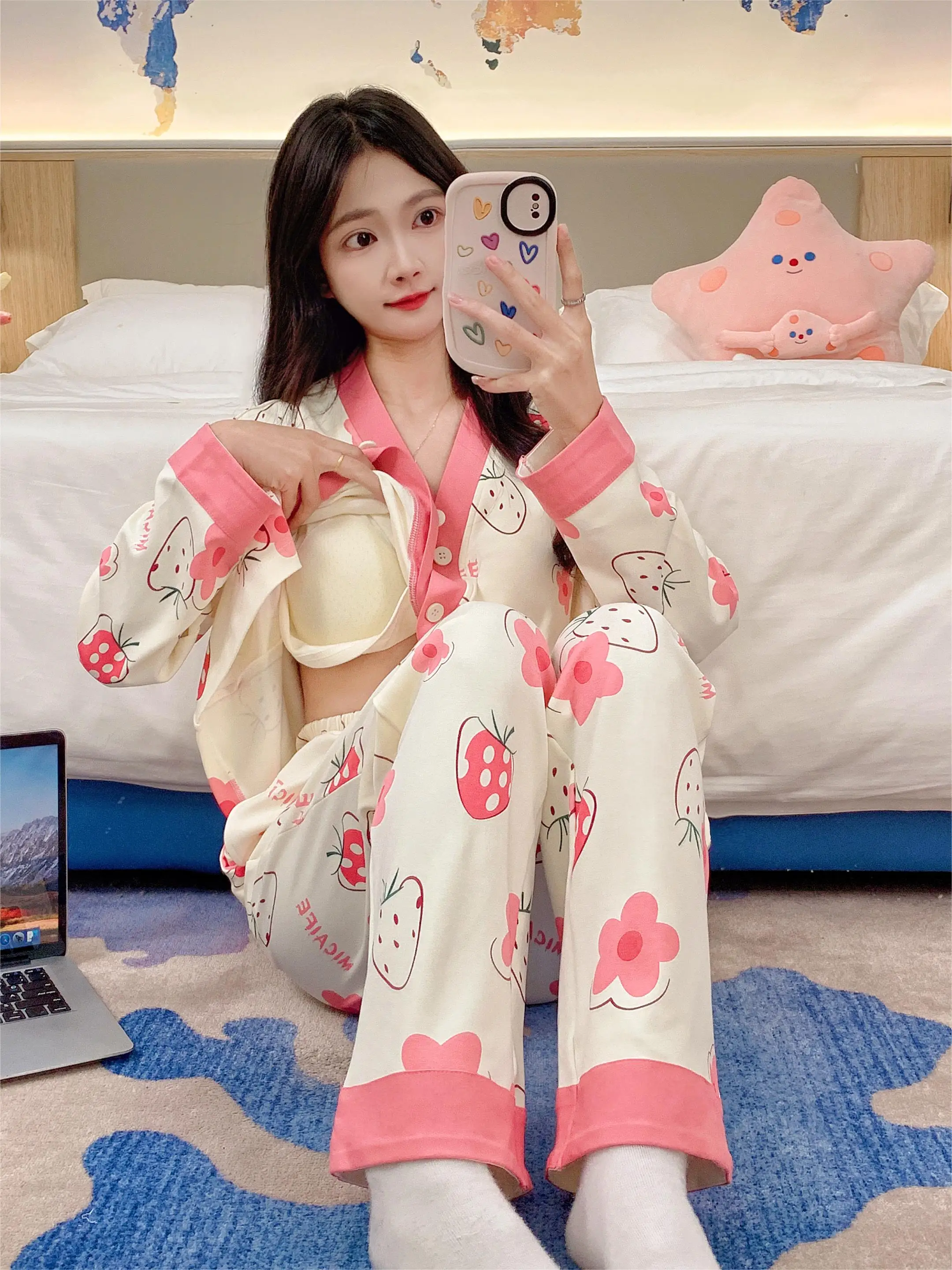 Пижамы женские 2 пижамы домашний костюм модная пижама женская домашняя одежда