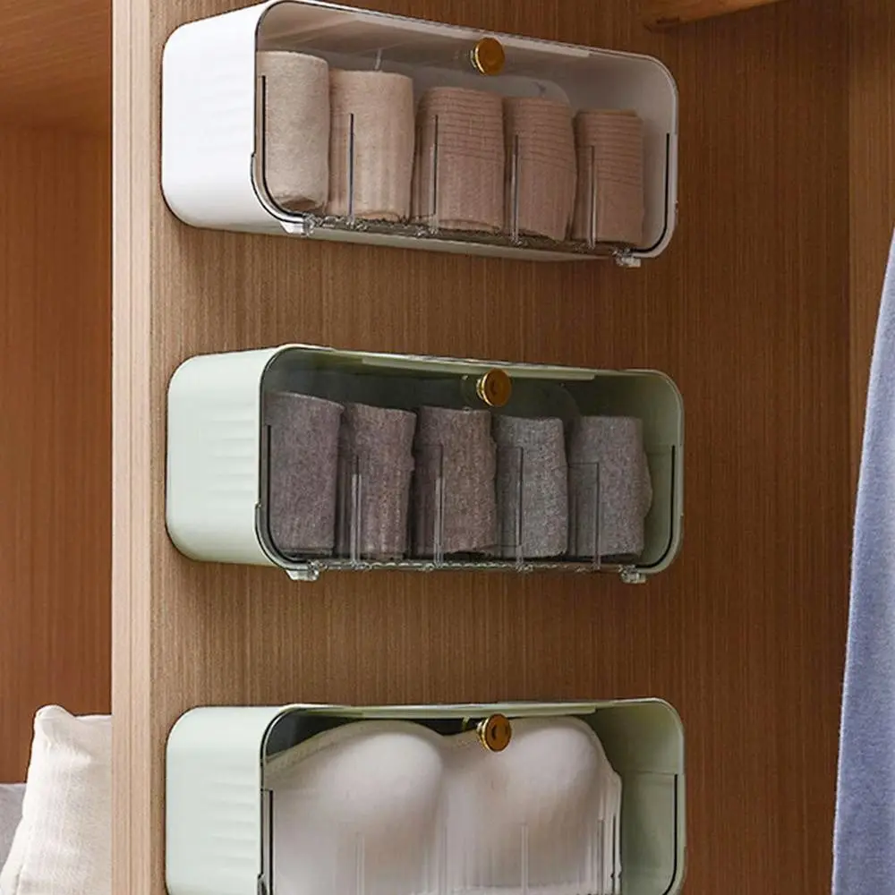 

5 Grid Plastic Underwear Wall Storage Simple Transparent Underwear Bra Container Multifunctional Daily Use Finishing Storage Box