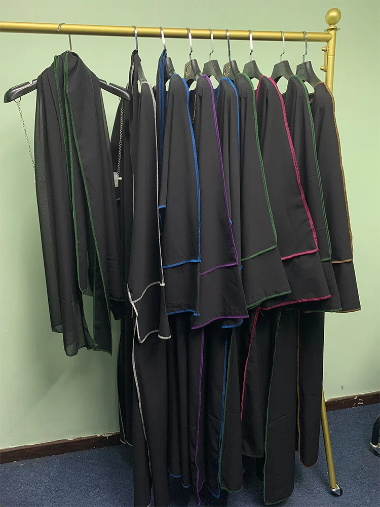 

Комплект Abaya для женщин из 3 предметов, Дубай 2023 Рамадан, мусульманский открытый кардиган с вышивкой, хиджаб с поясом, новый дизайн, одежда для Исламской индейки