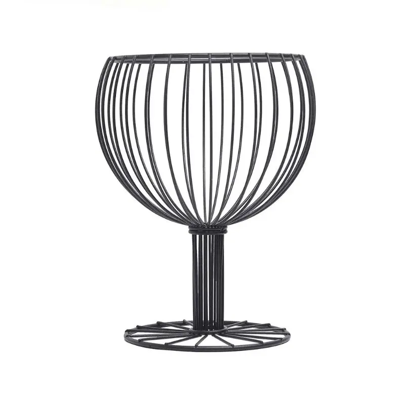 

Fruit Basket Vegetable Bowl like Wine Cup Geometric Hollow Iron Crafts Home Livi