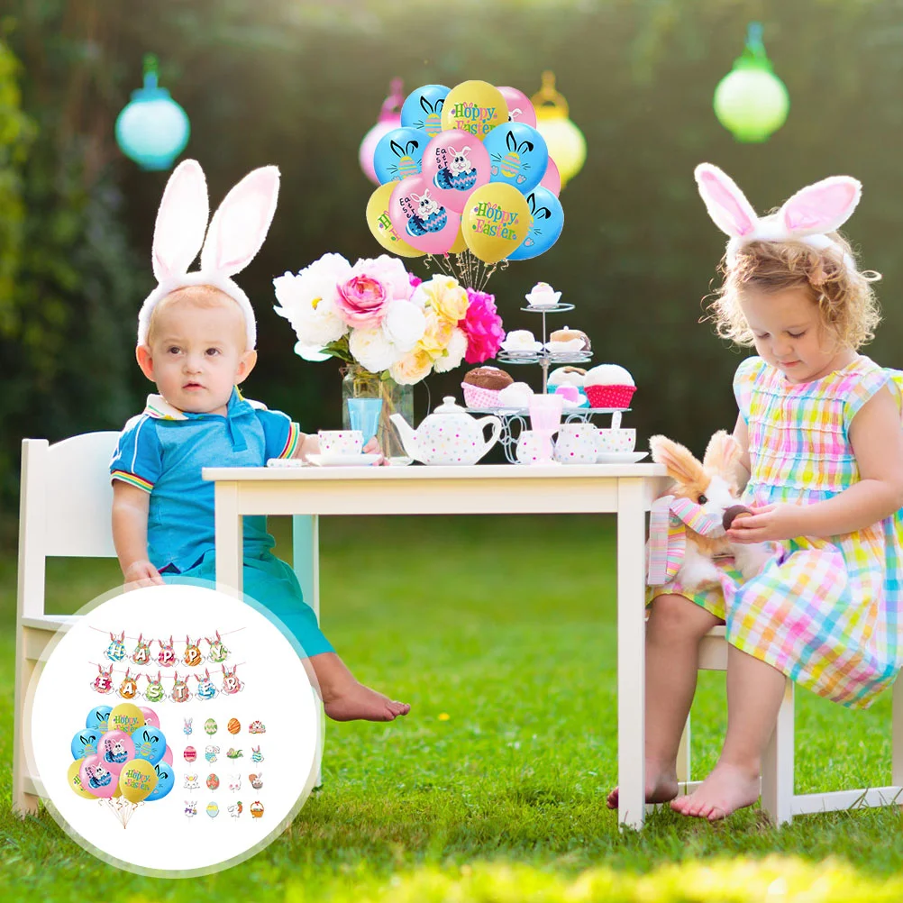 

1 Set Easter Banner Pendants Lovely Balloon Adorns Exquisite Cake Ornaments