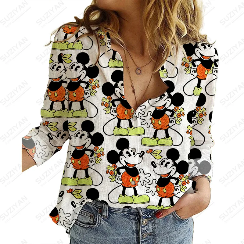 

Womens Disney Mickey And Blouses Temperament Casual Top Casual Shirt Women'S Fashion Elegant Fashion Loose