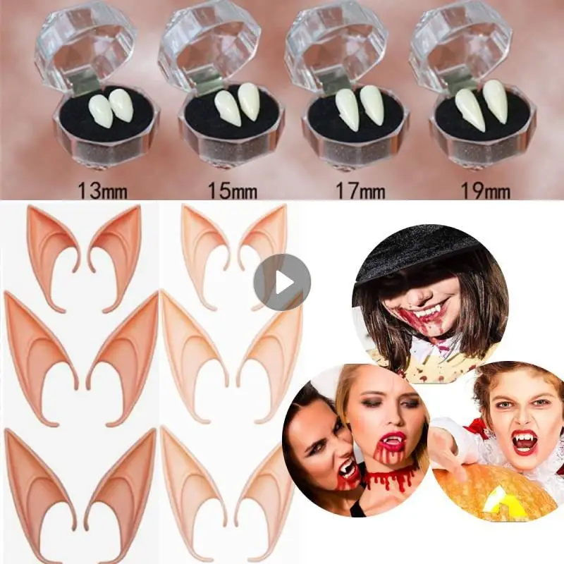 Party Fangs Props Latex Ears Fairy Cosplay Costume Accessories Angel Elven Elf Ears Photo Props Adult Kids Toys Halloween Supply