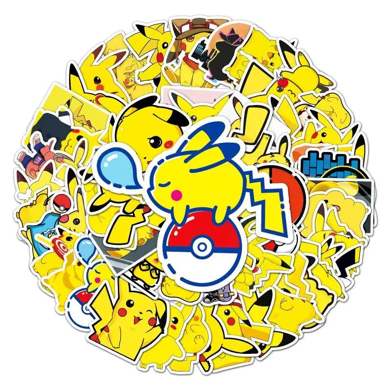 

50/100 Pcs Anime Pokemon Pikachu Stickers Graffiti Skateboard Phone Computer Laptop Luggage Pvc Decals Decoration Kid Toys Gifts
