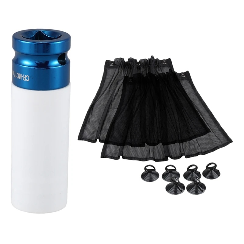 

1 Pcs 1/2 Inch Drive 17Mm Set Thin Wall Deep Impact Nut Socket & 2 Pcs Car Sun Shade Window Curtain With Suction Cup