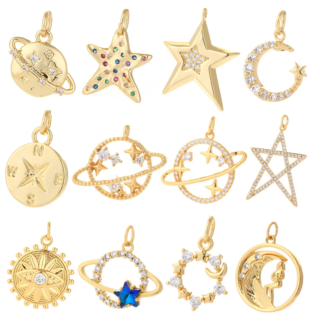 gold color Star Pendant Charms for Jewelry Making Cute Design diy Charms for Earrings Necklace Bracelet jewelry making supplies