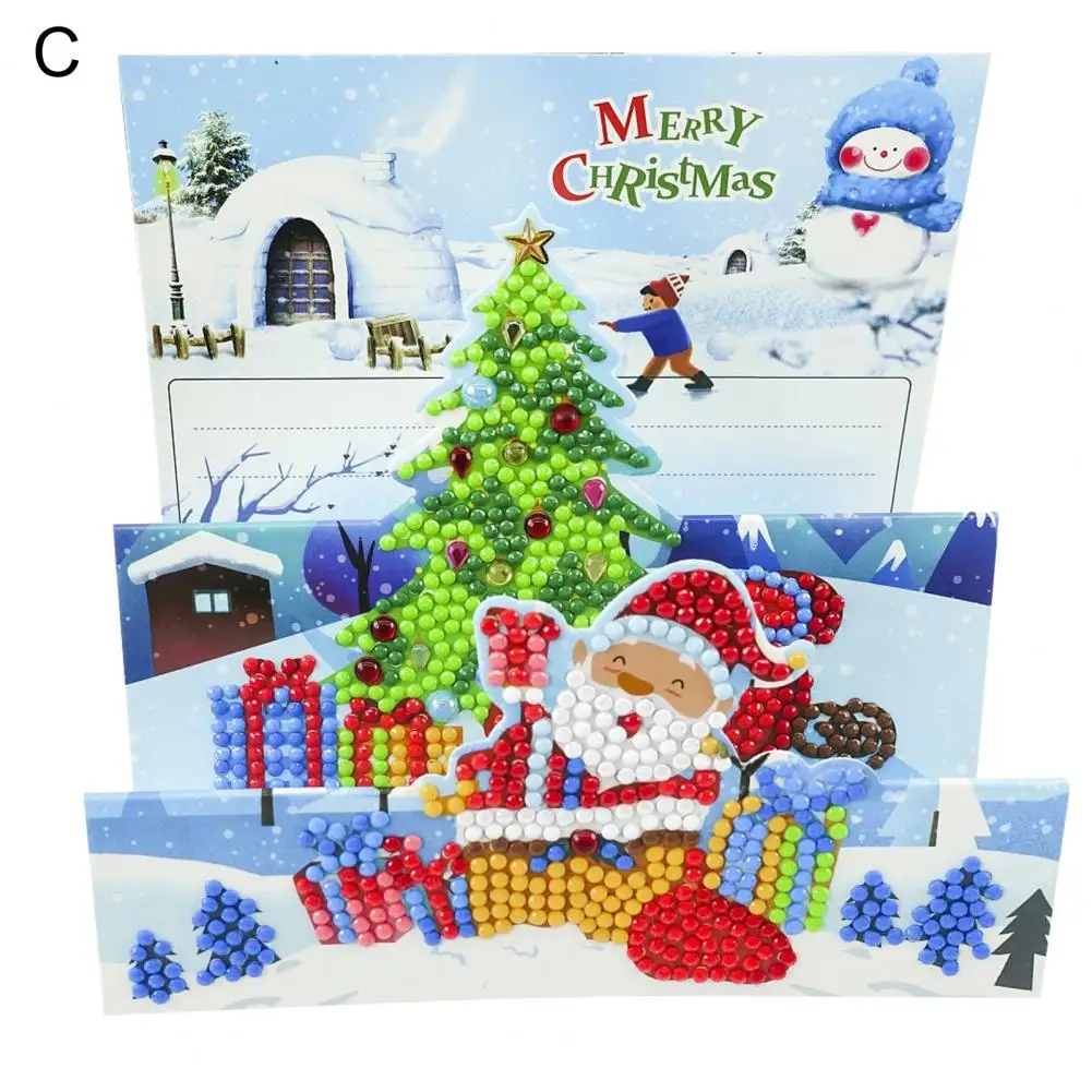 

Good Festival Card Smooth Edge Attractive Xmas Folding Type 5D DIY Greeting Card Decor Xmas Postcard Blessing Card 1 Set