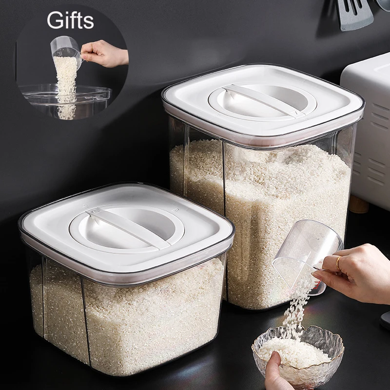 

Kitchen Rice Storage Container Rice Dispenser Food Organizer Container Transparent Grains Flours Rice Storage Bin Kitchen Storag