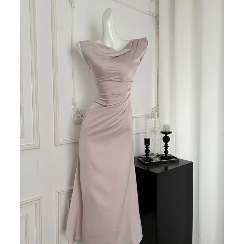 Розовое однотонное танцевальное элегантное платье летнее на бретельках