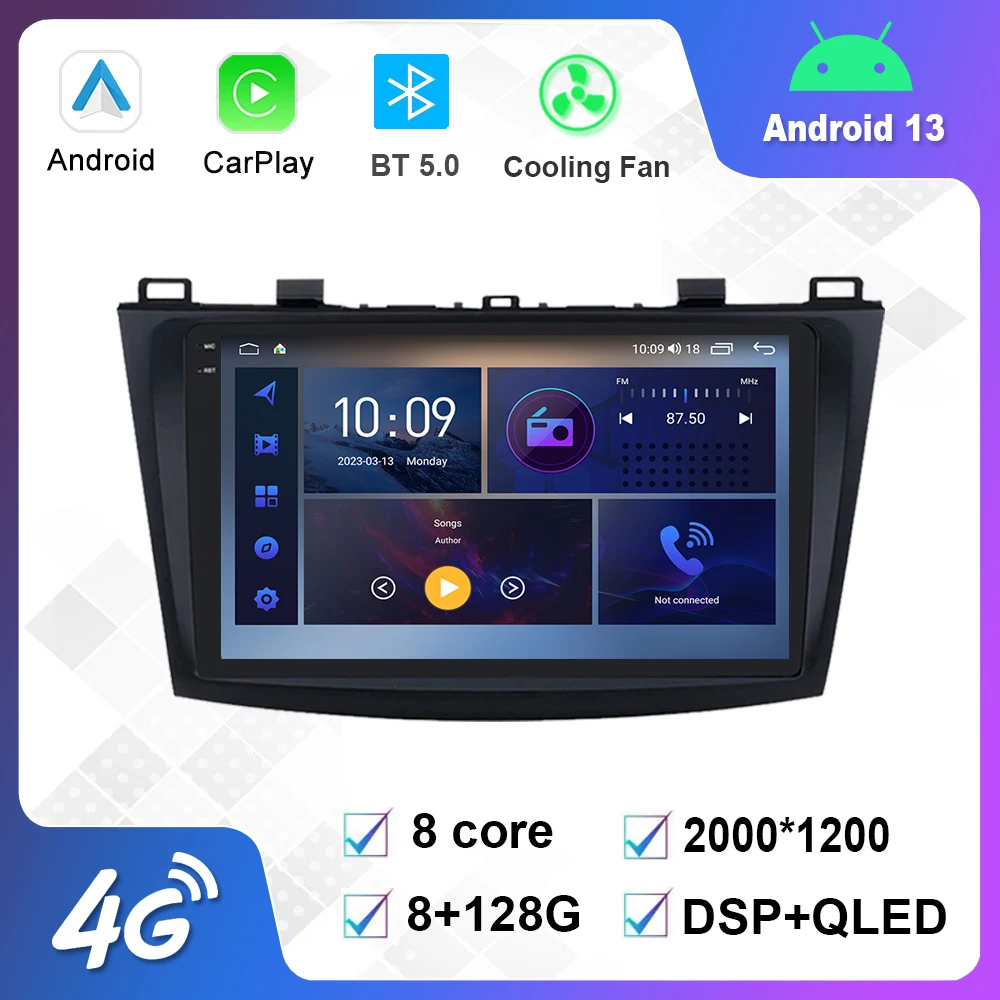 

9 Inch Android 12.0 Multimedia Player Auto Radio For Mazda 3 2004-2013 GPS Carplay 4G WiFi DSP Bluetooth