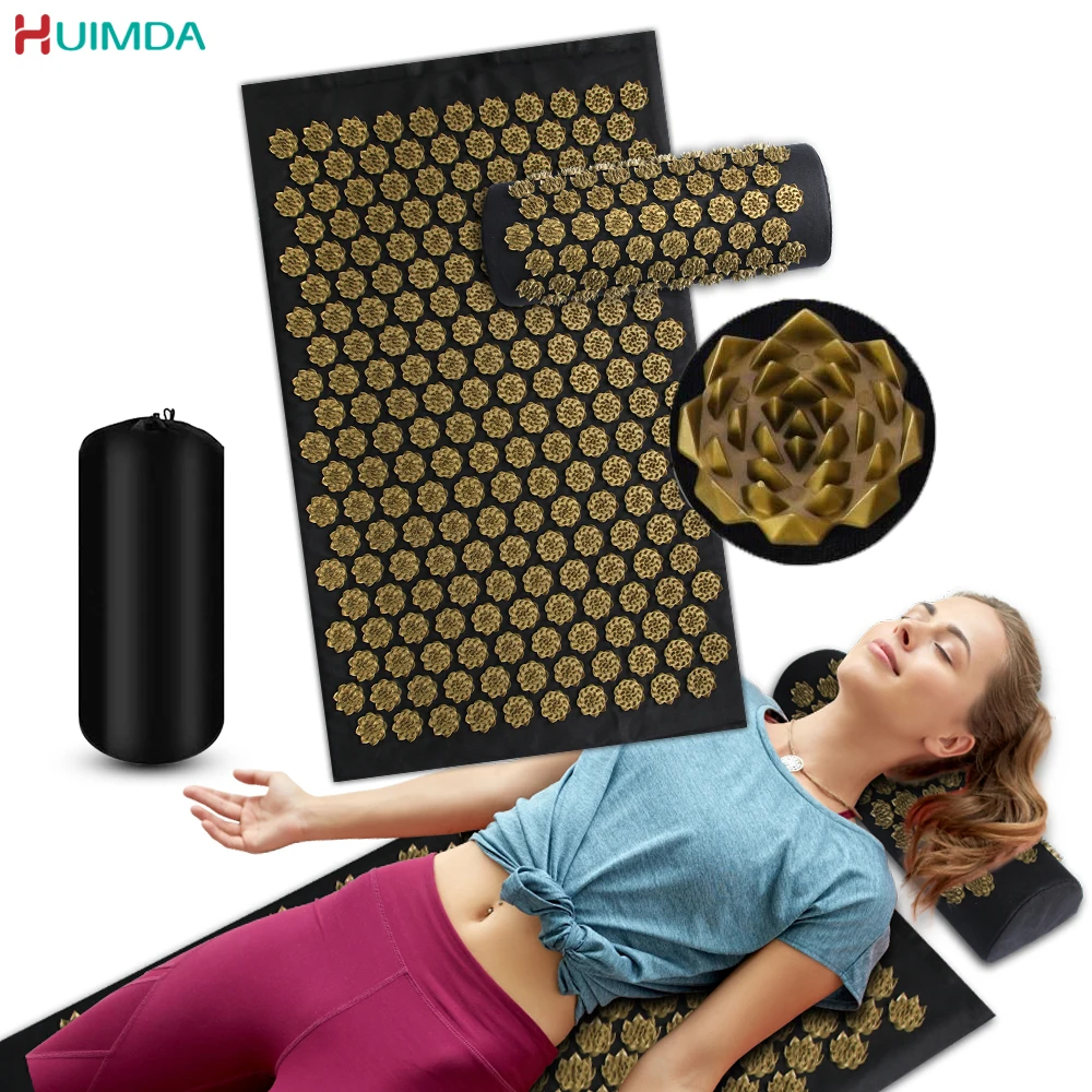 

Lotus Massage Cushion Set Yoga Acupuncture Mat Kuznetsov's Applicator Spike Mats For Neck Foot Back Body Pain Relieve Relaxing