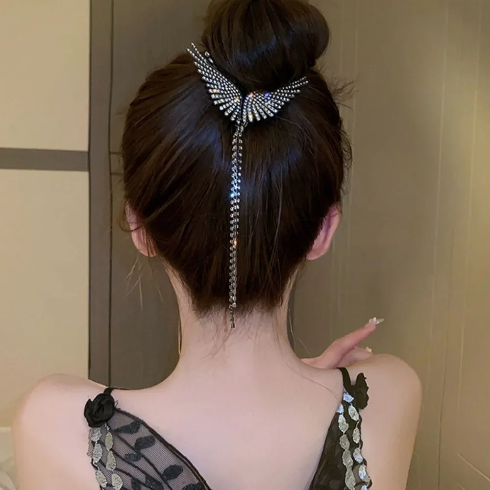 Новые заколки для волос с крыльями ангела женщин и девочек кисточка со стразами