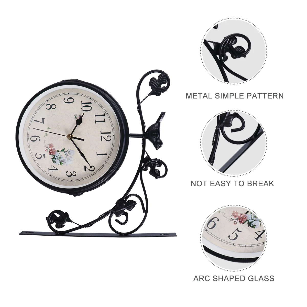 

1 Pc Double-sided Wall Clock Creative European-style Iron Clocks (No )
