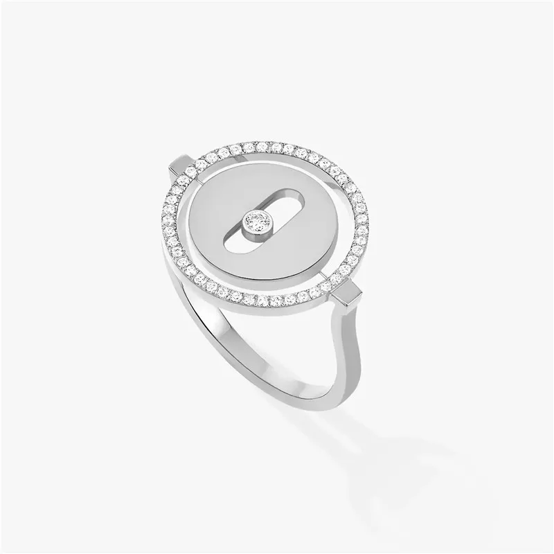 

Ladies Sliding Diamond Ring S925 Sterling Silver Electroplated Micro Gold Inlaid Diamond Ring Original Classic Jewelry