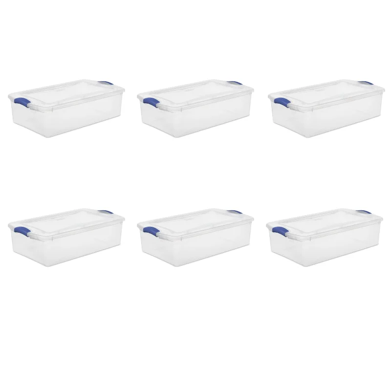 

Sterilite 32 Qt. Latch Box Plastic, Stadium Blue, Set of 6