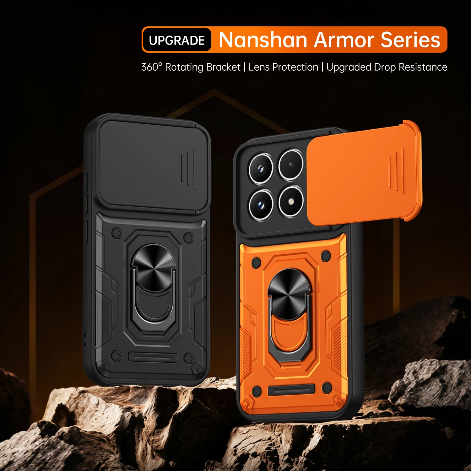 Фото Чехол Nanshan Armor для Xiaomi 17 5G 6,3 дюйма с защитой объектива камеры, металлическим кольцом-подставкой, ударопрочный чехол для телефона №1