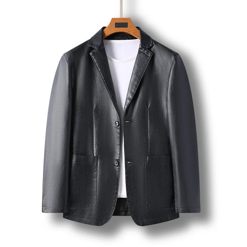 New Top Brand Grade Designer Casual Fashion Faux PU Leather Jacket Plain Black Motorcycle Fall Winter Coats Men Clothing 4 New Top Brand Grade Designer Casual Fashion Faux PU Leather Jacket Plain Black Motorcycle Fall Winter Coats Men Clothing 4