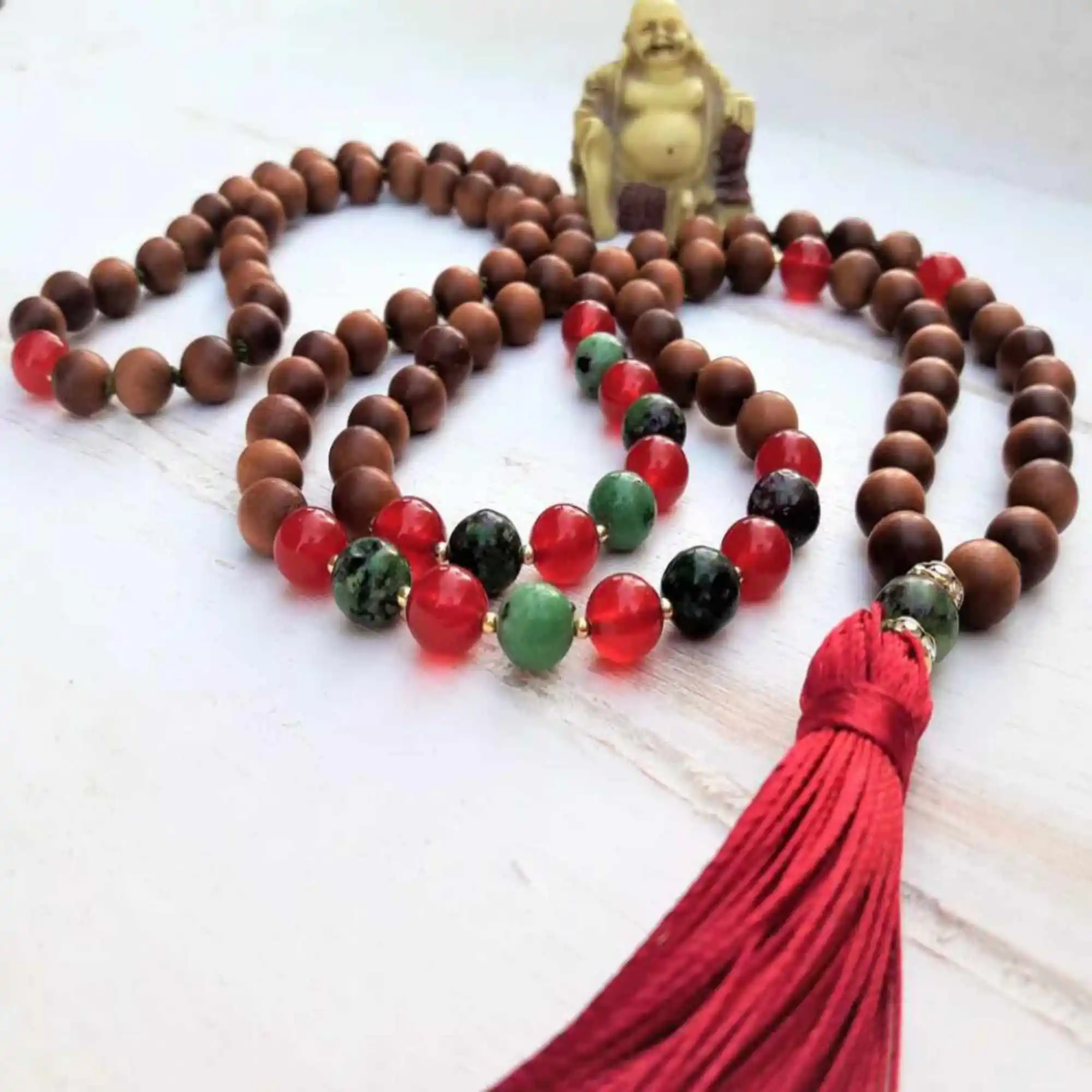

8mm Natural knot Sandalwood ruby red jade beads necklace Meditation Relief Chakra Bohemia Wristband spread Souvenir Healing