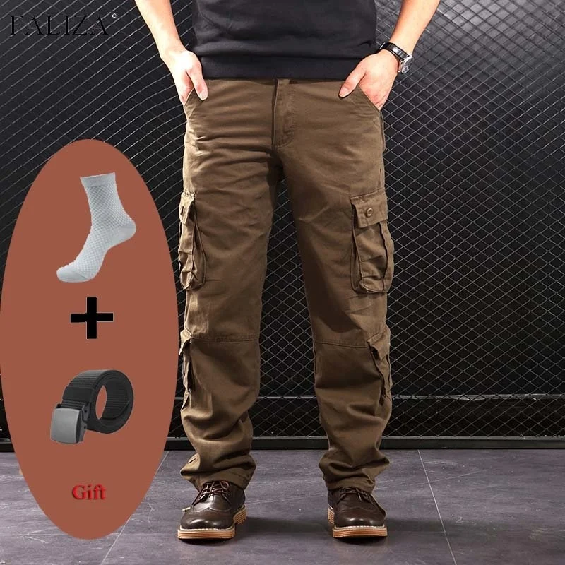 

Multi Pockets Mens Cargo Pants Military Tactical Cotton Khaki Outwear Straight Casual Trousers for Men Pantalon Militaire Homme