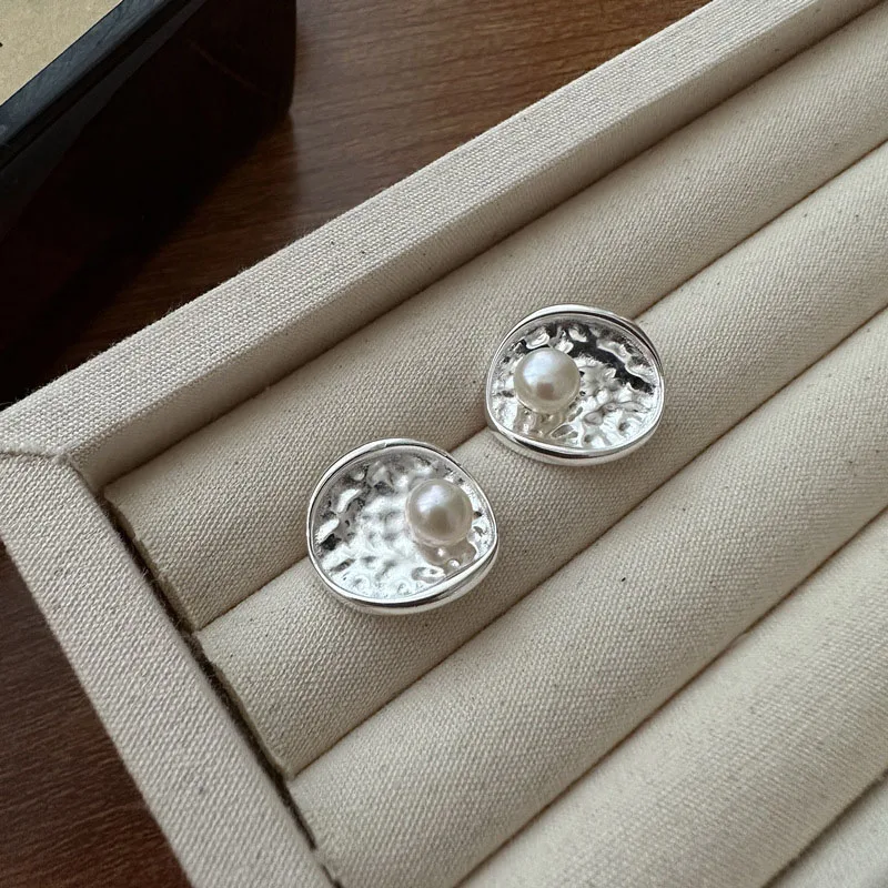 Женские серьги-гвоздики Foxanry с кубическим цирконием модная круглая текстура