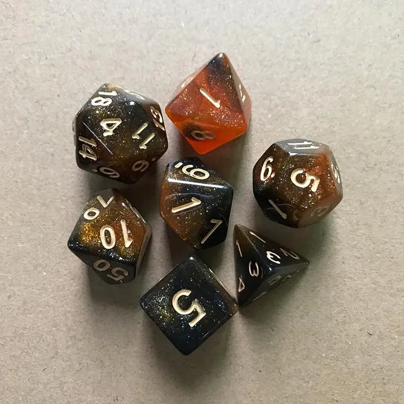 

7PCS/Set Multi-Sided Dice Starry Sky Two-color Number TRPG Game Acrylic Dice Gifts Card Board Game Kids Adults Party Desktop Toy