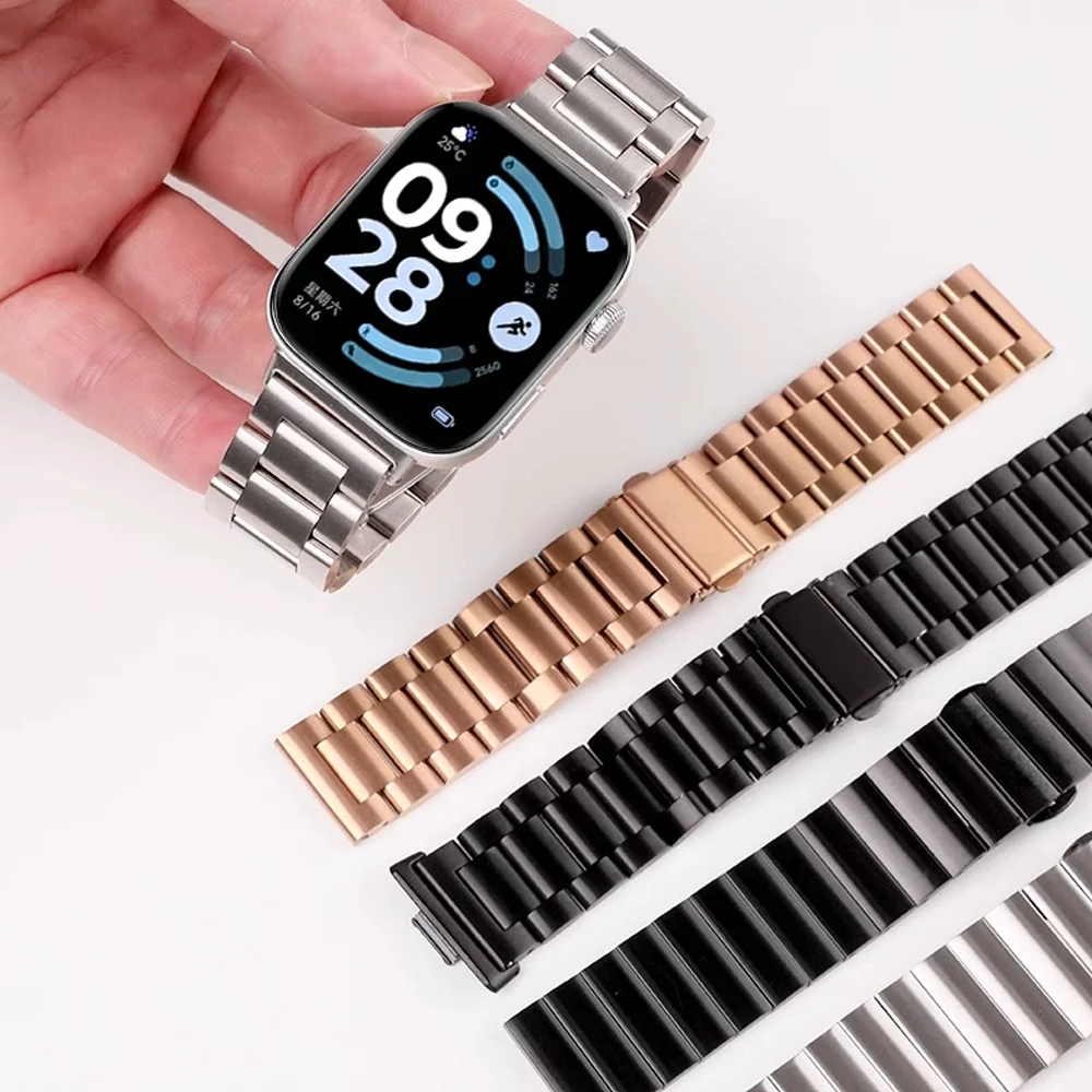 Фото Роскошные ремешки для Redmi Watch 6 5 4, ремешок из нержавеющей стали с застежкой-бабочкой, браслет correa Xiaomi Mi Band 9 Pro/8 Pro, ремешок для часов №2