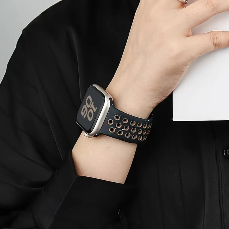 Фото Ремешки для Apple Watch 44 мм, 46 мм, 42 мм, 45 мм, 41 мм, 40 мм, Ultra 2, 49 мм, дышащий браслет Correa для iWatch Series 11, 10, 9, 8, SE, 7, 6, 5 №3