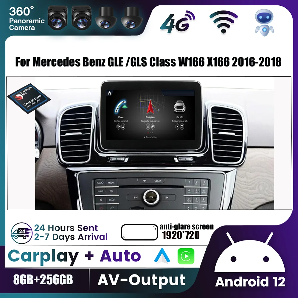 

8 Core 256GB For Mercedes Benz ML GL Class W166 X166 2012-2015 Car Multimedia GPS Navigation Radio Android 12 8.8" All in One