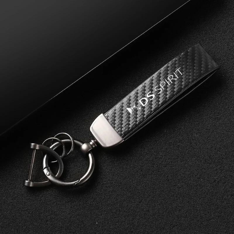 New Leather Car KeyChain High-Grade Carbon Fiber For DS DS3 DS4 DS4S DS5 5LS DS6 DS7 SPIRIT  Car KeyChain Accessories