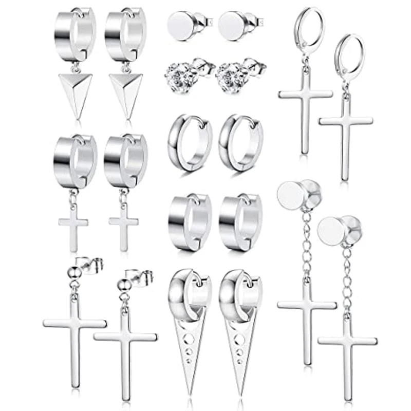 

10 пар из нержавеющей стали, крест, подвеска, петля, кольцо, серьги, кубический цирконий, шарик, серьги, размеры, туннель, кольцо, серьги, серебр...