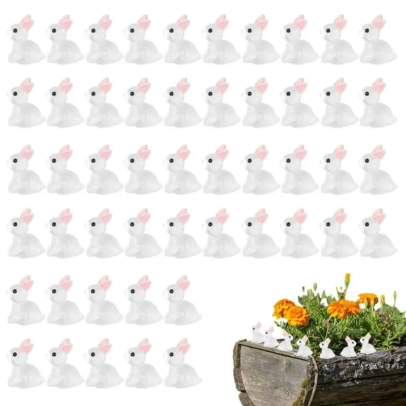 

Mini Resin Luminous Rabbit 50 Pcs Resin Rabbit Miniature Figurines In Bulk Glow In Dark Miniature Ornament Tiny Bunnies Room