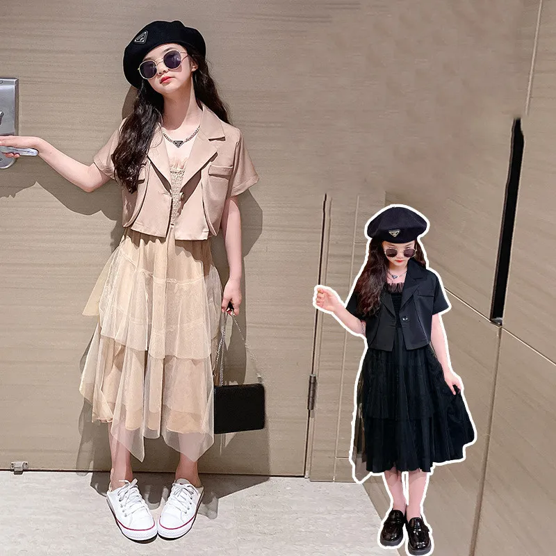 Летние наряды для девочек-подростков Детские блестящие куртки женский костюм