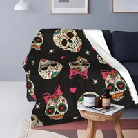 sugar skull flannel blankets mexican style funny throw blankets for home 125100cm blankets for beds