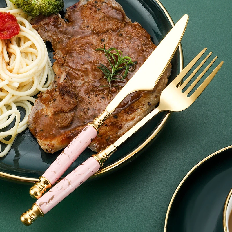 5 шт. набор столовых приборов нож вилка ложка с керамической ручкой легкая