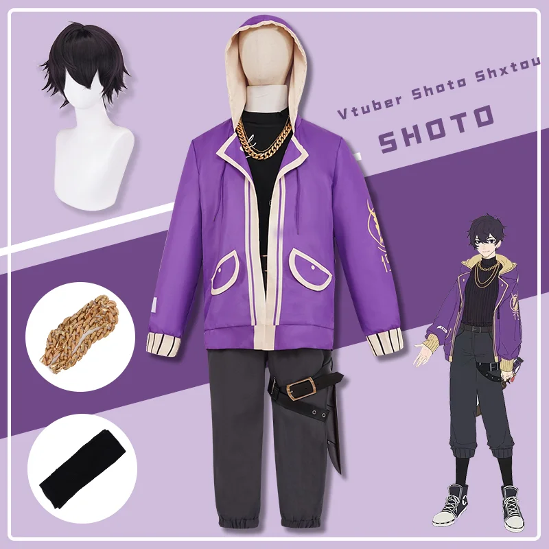 

Anime Vtuber Shoto Shxtou Game Suit Gothic Uniform Cosplay Costumes Halloween Carnival Party Role Costumes for Adult