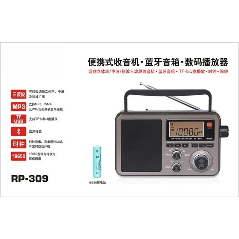 Фото Портативное цифровое радио с DSP, Bluetooth-колонка, MP3-плеер RP-309, товары в наличии. №3