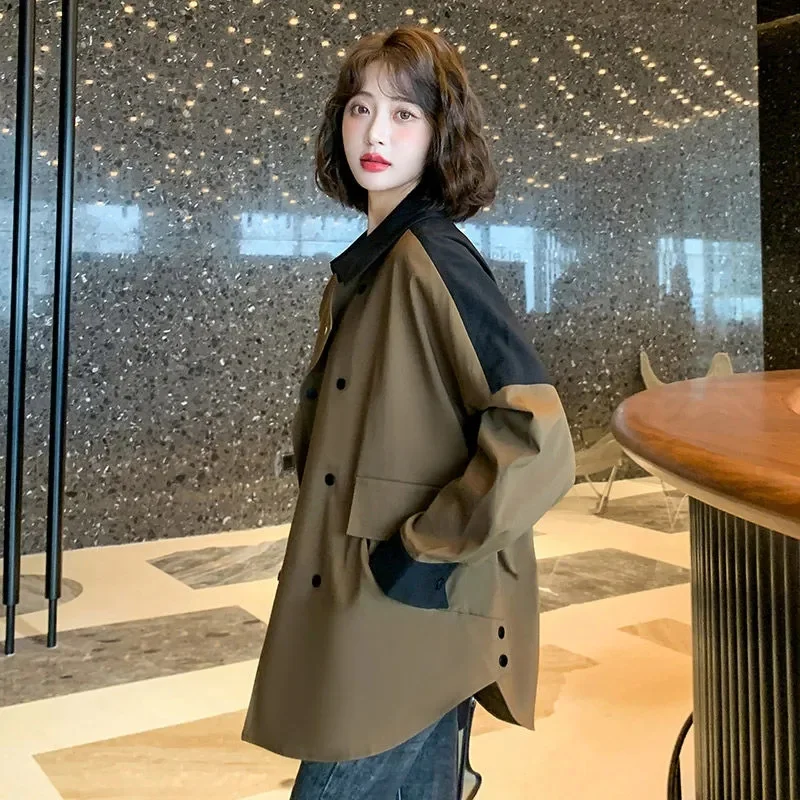

Короткий женский тренчкот, новинка, короткое темпераментное свободное повседневное пальто в Корейском стиле для весны и осени, 2023