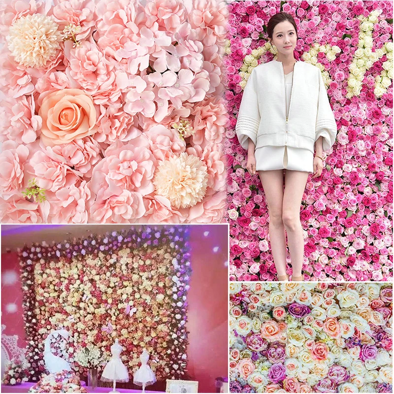 Artificial flower wall background wall rose wall decoration wedding 3D flower background decoration party simulation flower