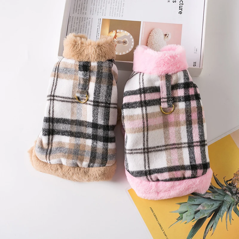 

Winter Dog Clothes For Small Dogs Cats Soft Cozy Warm Plaid Jacket Coat Chihuahua Yorkie Sweatshirt Puppy Pet Costume Clothing