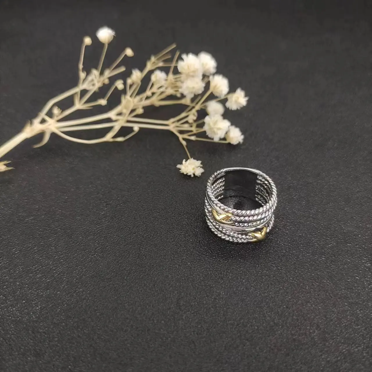 X for Women 1:1 High Quality Station Cable Cross Collection Vintage Ethnic Loop Hoop Pendant Punk Jewelry Band Ring