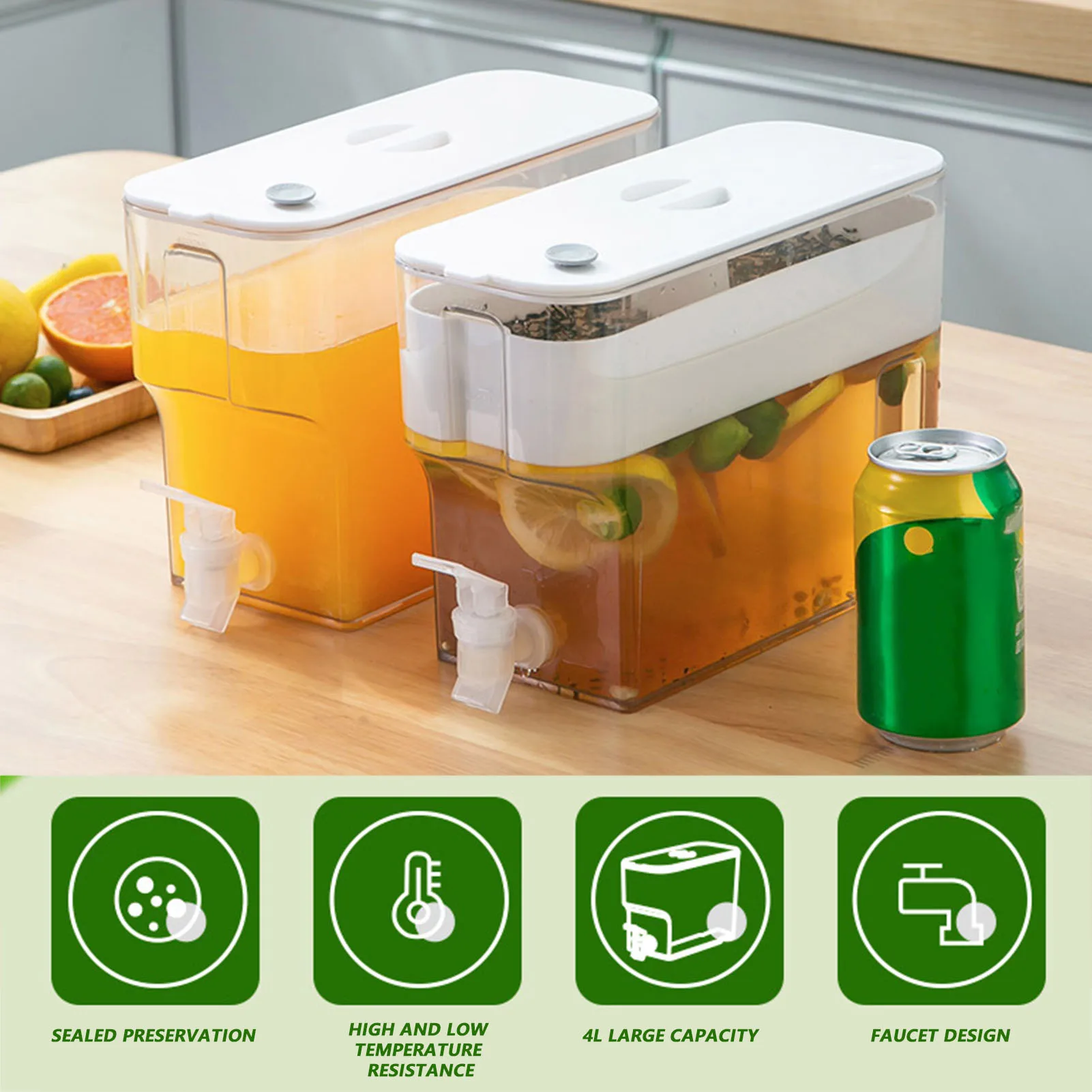 

Cold Kettle with Faucet with Lids in Refrigerator Juice Milk Containers Cold Kettle for Daily Use Seal Preservation CLH@8