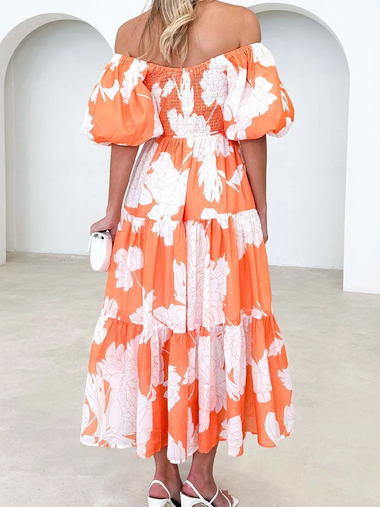 Женские Платья с цветочным принтом сексуальное длинное платье открытыми плечами
