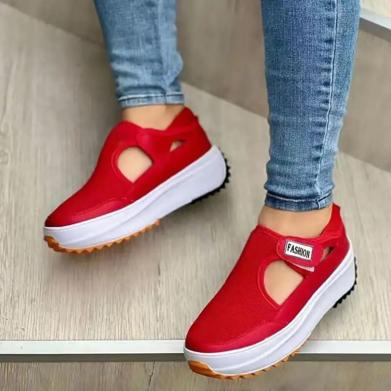 

Women Sneakers Platform Solid Color Flats Ladies Shoes Casual Breathable Wedges Walking Sneakers Big Size 35-43 Zapatillas Mujer