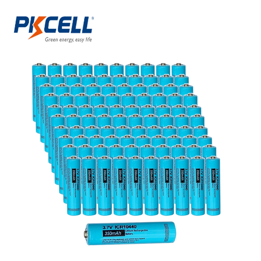 

100PCS PKCELL ICR 10440 AAA Battery 3.7v li-ion battery lithium rechargeable batteries aaa button top