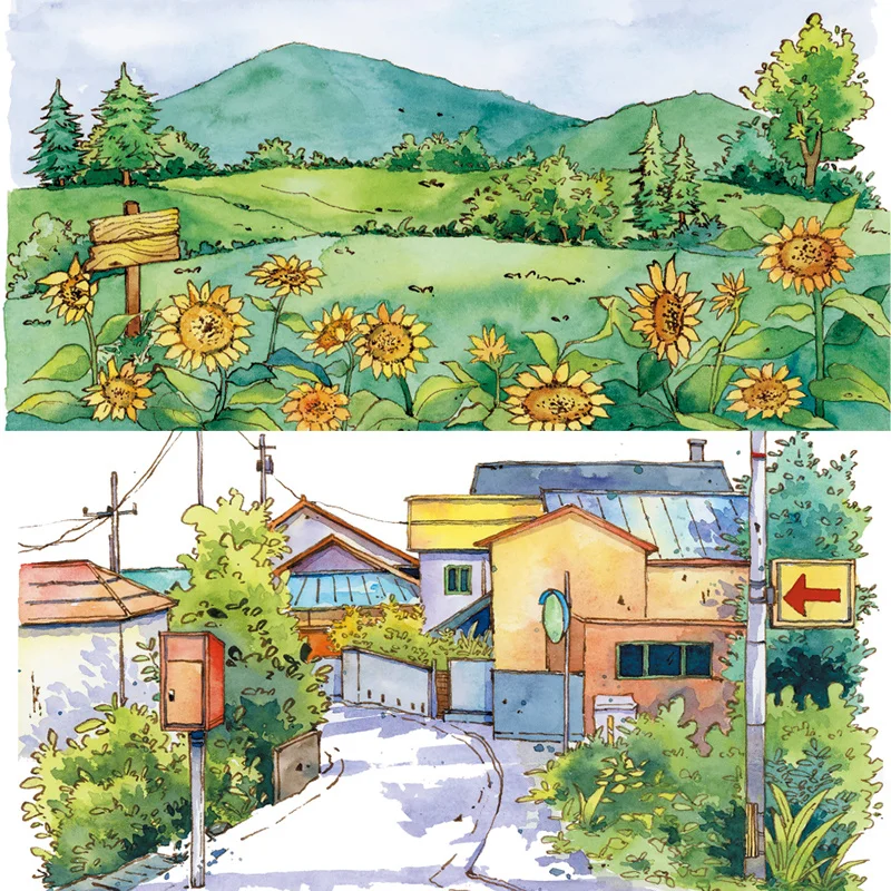 11cmX3Meter Sunflower Garden And The Street In Old Times New PET Journal Scenery Washi Tape