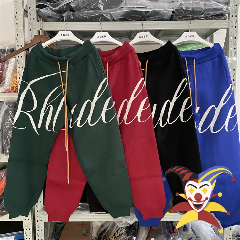 

Трикотажные спортивные брюки с логотипом ревеня, для мужчин и женщин, 1:1, лучшее качество, винтажные большие жаккардовые брюки ревеня