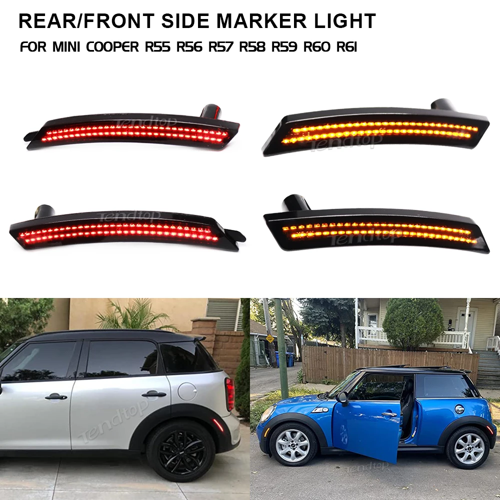 

Front Rear Bumper LED Side Marker Lights for Mini Cooper R55 R56 R57 R58 R59 R60 R61 Smoked Lens Turn Signal Driving Light